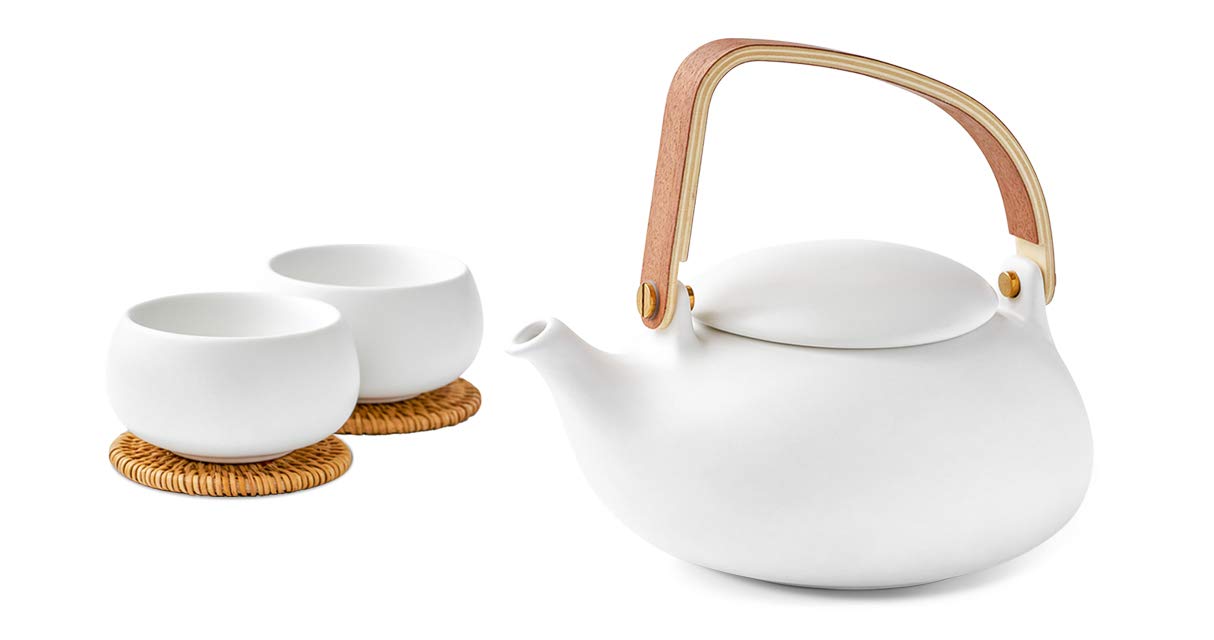 White Zen Tea Pot Set