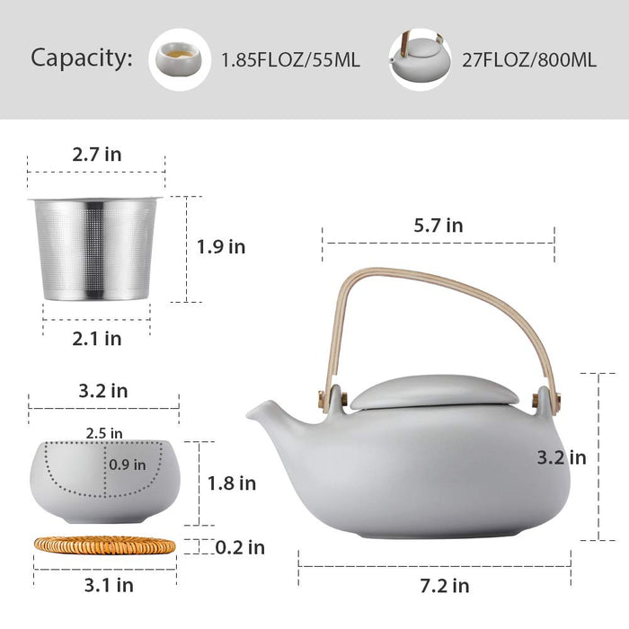 Grey Zen Tea Pot Set