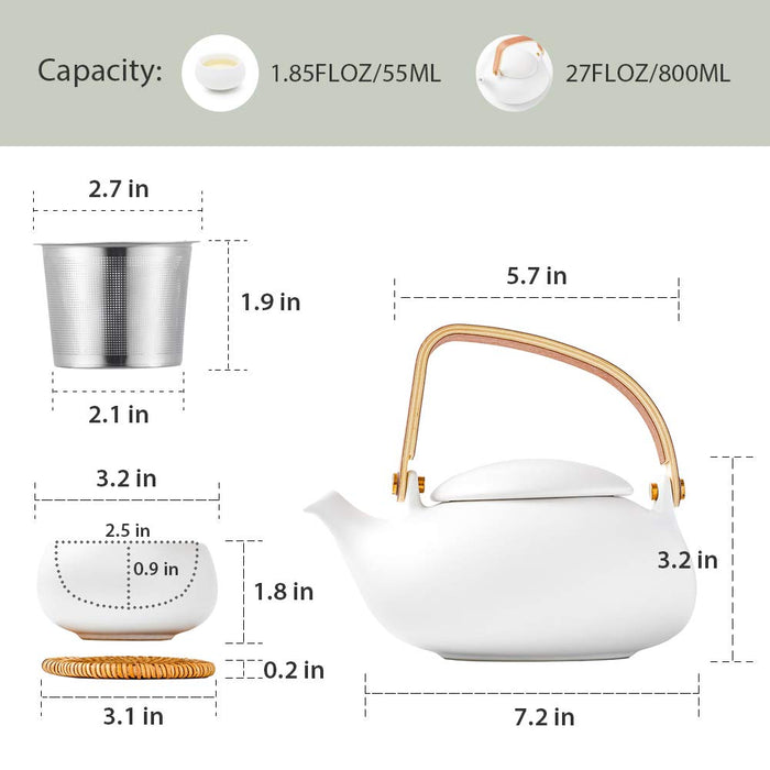 White Zen Tea Pot Set