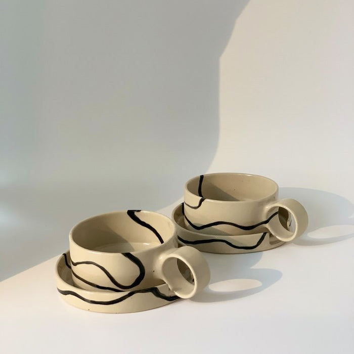 CUP & SAUCER - SQUIGGLES